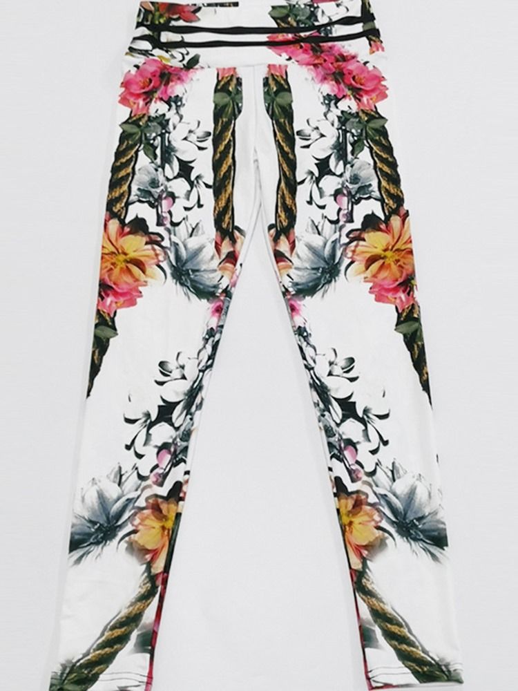 Print Floral Whip Nylon Høy Midje Leggings For Kvinner Yogabukser Høy Midje Tiktok Leggings