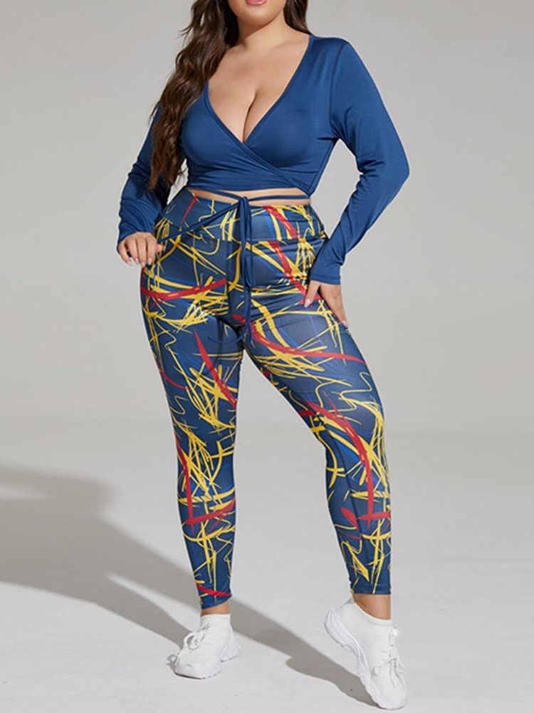 Print Polyester Anti-Svette Langermet Pullover Plus Size Klessett