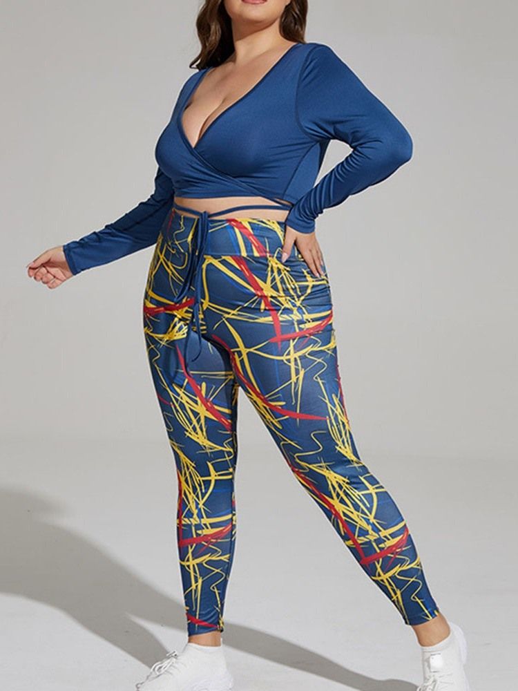 Print Polyester Anti-Svette Langermet Pullover Plus Size Klessett