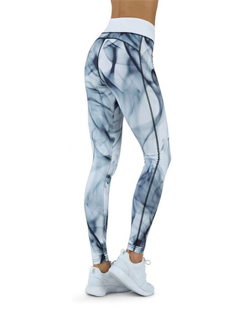 Print Quick Dry Color Block Pustende Leggings I Full Lengde Yogabukser Høy Midje Tiktok Leggings