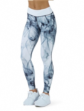 Print Quick Dry Color Block Pustende Leggings I Full Lengde Yogabukser Høy Midje Tiktok Leggings