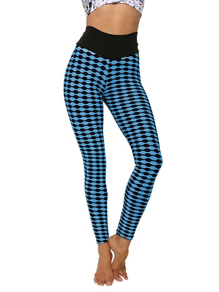 Print Stripe Anti-Svette Polyester Yogabukser Høy Midje Tiktok Leggings