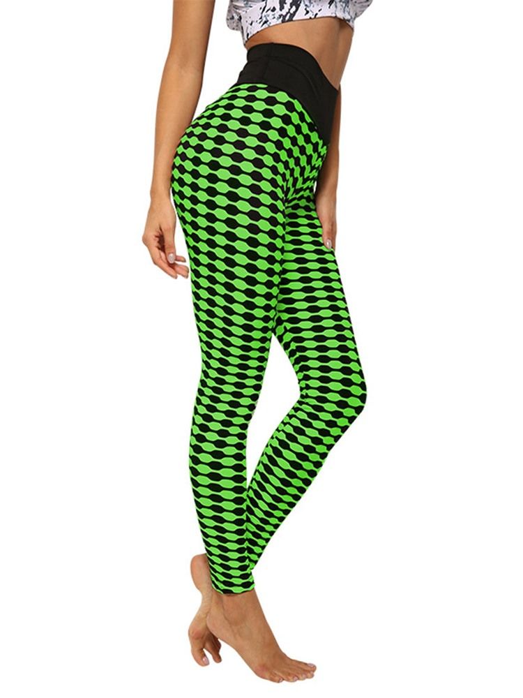 Print Stripe Anti-Svette Polyester Yogabukser Høy Midje Tiktok Leggings