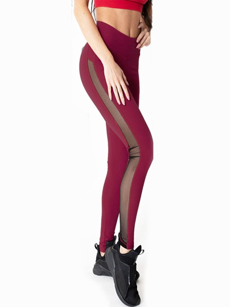 Pustende Mesh Patchwork Leggings I Full Lengde Yogabukser Tiktok Leggings Med Høy Midje