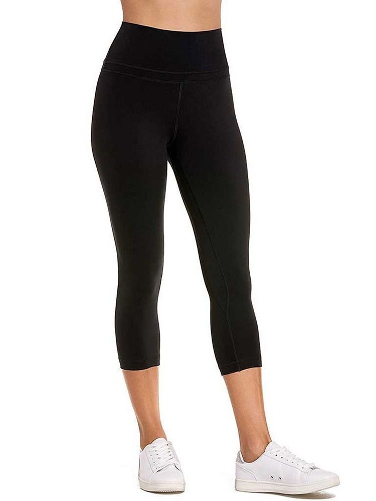 Pustende Solid Patchwork Mid-Calf Volleyballbukser Yogabukser Tiktok Leggings Med Høy Midje