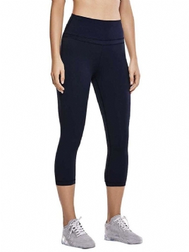 Pustende Solid Patchwork Mid-Calf Volleyballbukser Yogabukser Tiktok Leggings Med Høy Midje