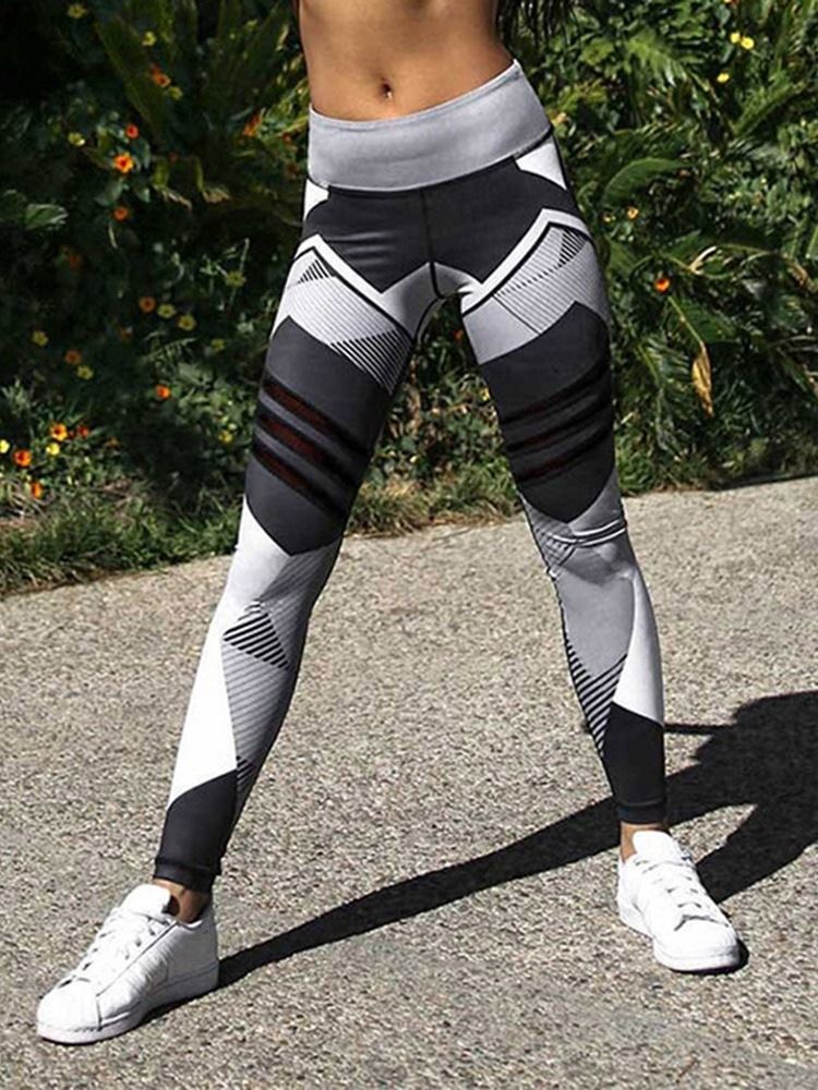 Quick Dry Color Block Polyester Yoga Full Length Bukser Høy Midje Tiktok Leggings