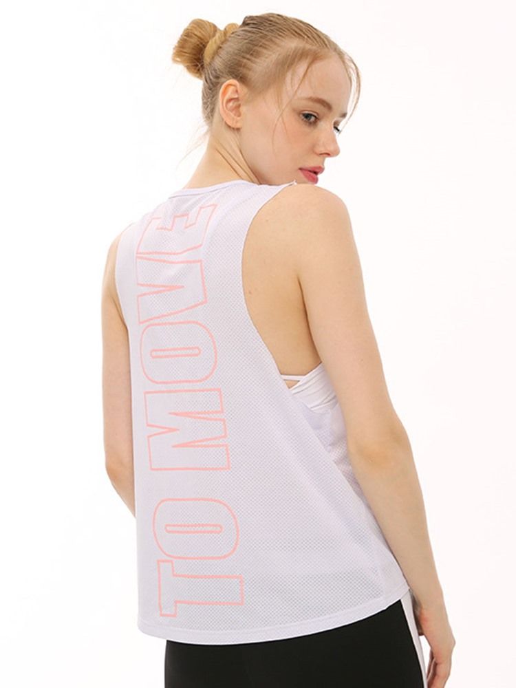 Quick Dry Letter Print Yoga Tank Tops