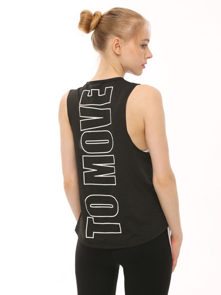 Quick Dry Letter Print Yoga Tank Tops