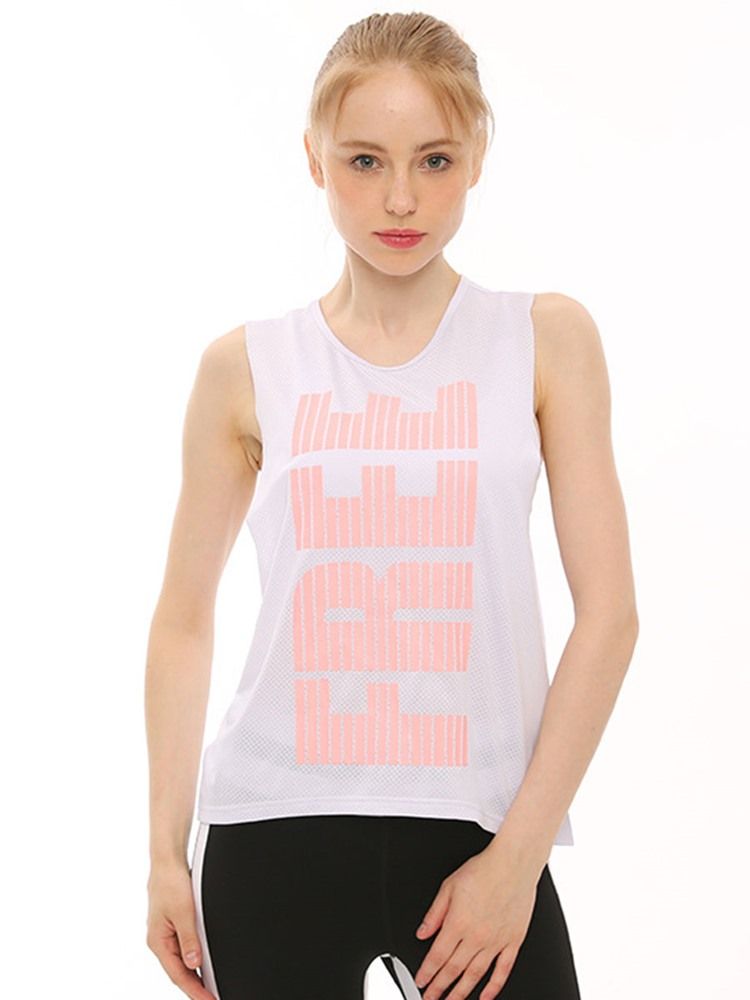 Quick Dry Letter Print Yoga Tank Tops