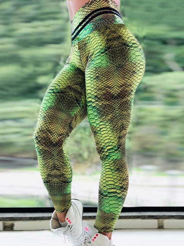 Serpentintrykk For Kvinner Gym Sport Leggings Med Høy Midje Yogabukser Høy Midje Tiktok Leggings