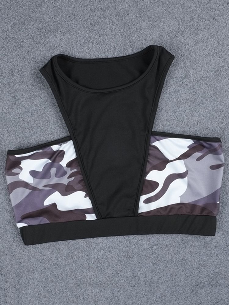 Skriv Ut Anti-Svette Camouflage Pullover Yoga Sports Sets