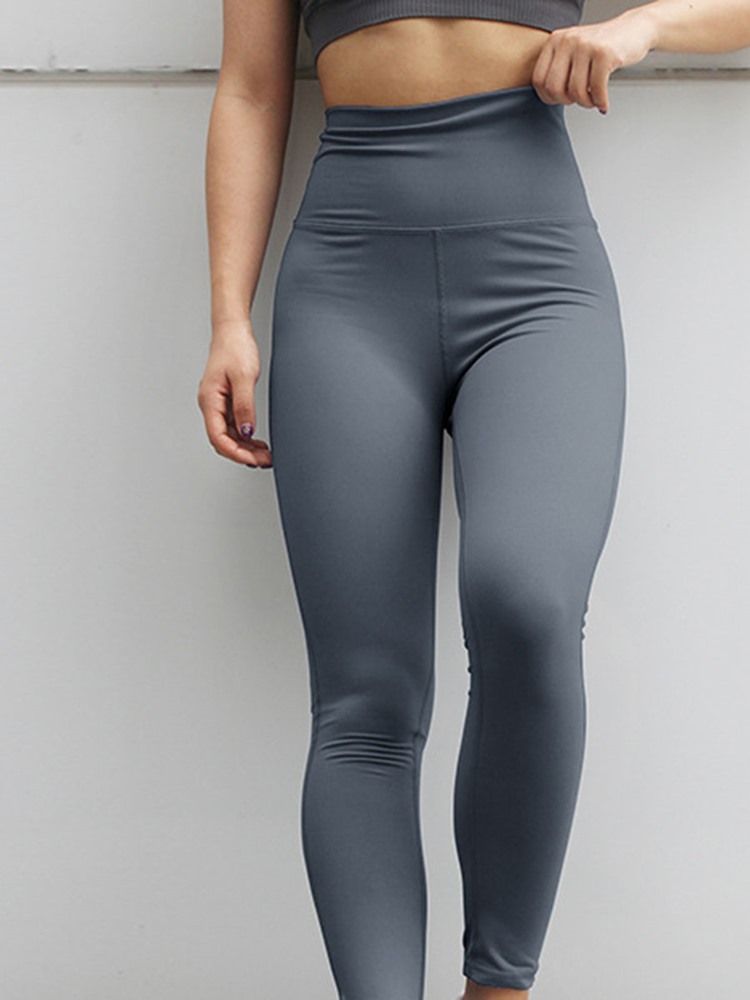 Solid Anti-Svette Nylon Street Dance Kvinnelige Leggings Yogabukser Høy Midje Tiktok Leggings