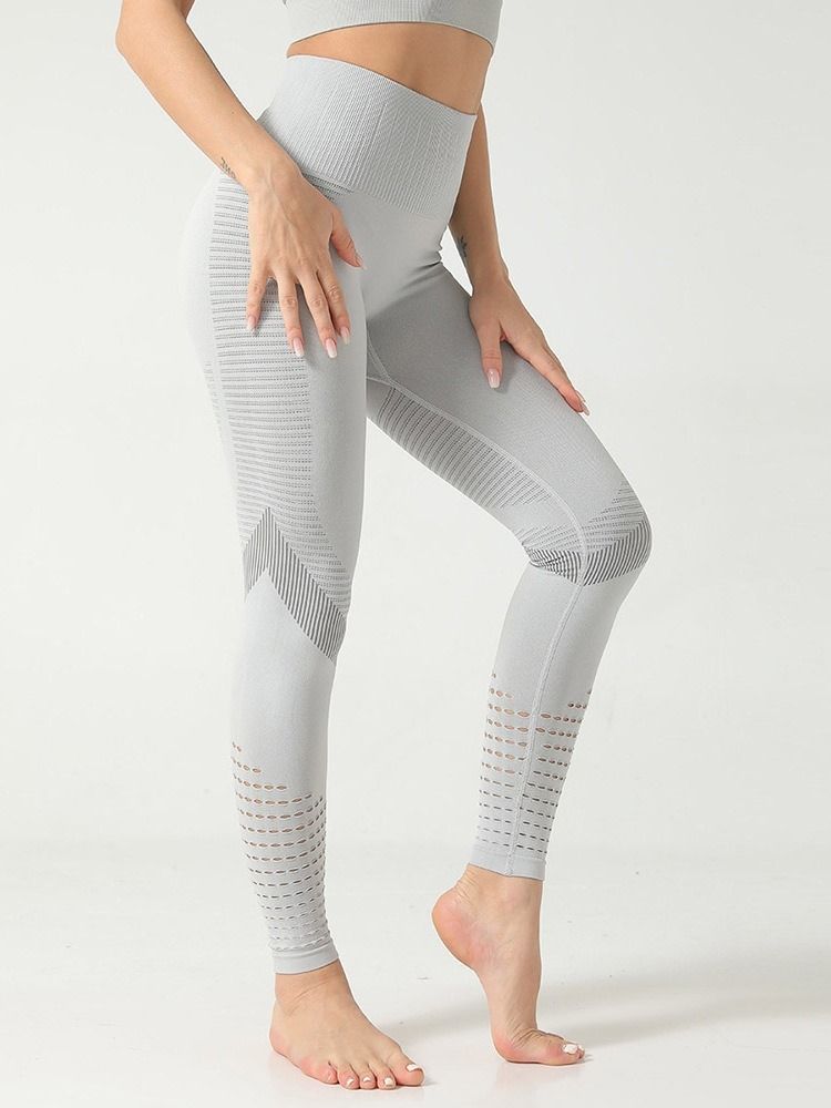 Solid Patchwork Nylon Anti-Svette Yogabukser I Full Lengde Tiktok Leggings Med Høy Midje