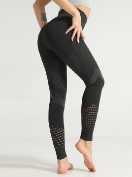 Solid Patchwork Nylon Anti-Svette Yogabukser I Full Lengde Tiktok Leggings Med Høy Midje