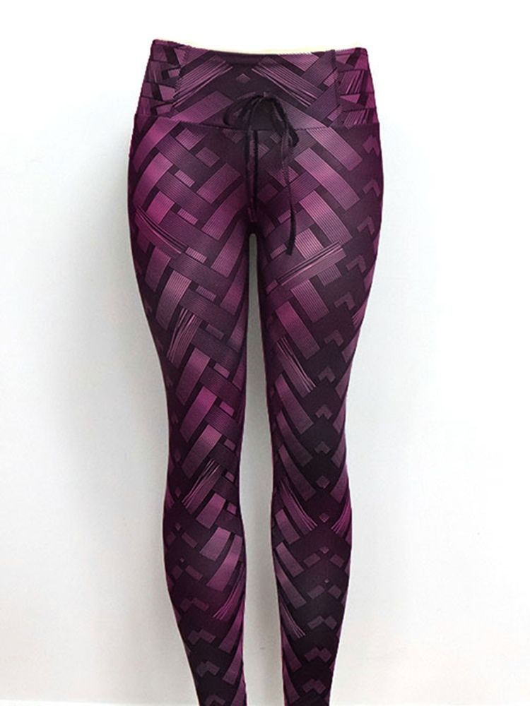 Solid Weave Print Yogabukser For Kvinner Høy Midje Tiktok Leggings