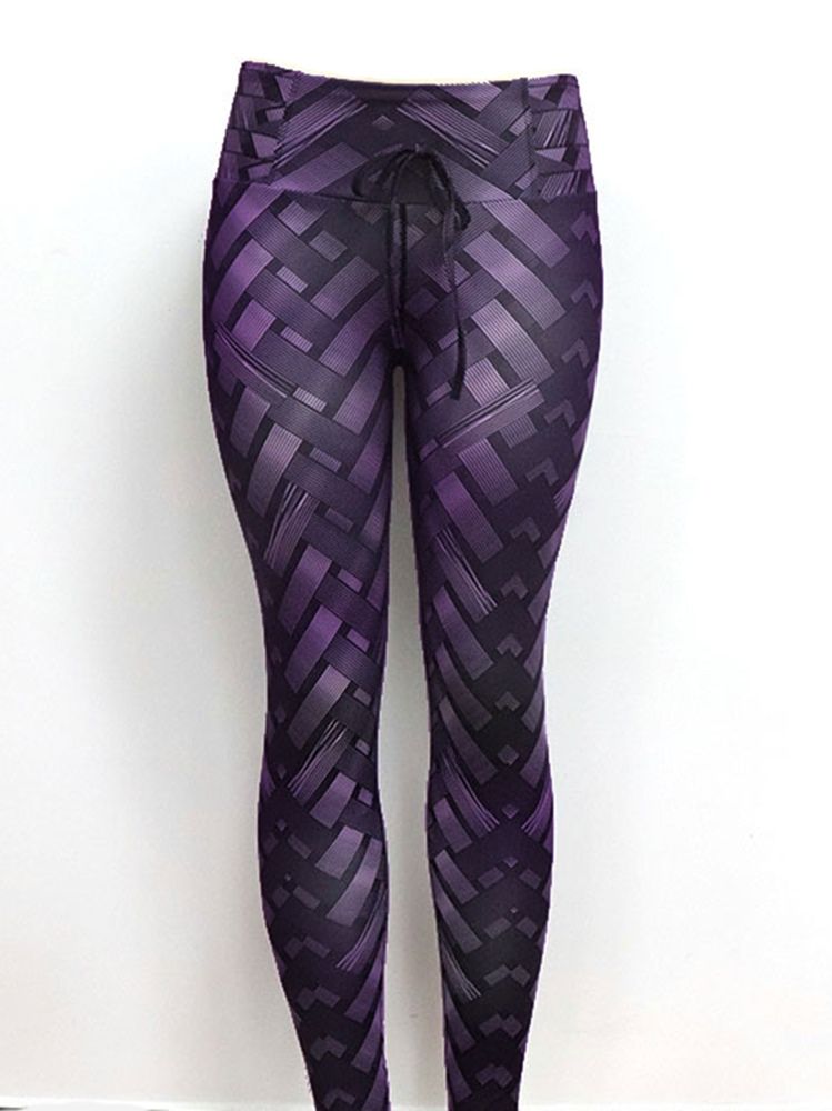 Solid Weave Print Yogabukser For Kvinner Høy Midje Tiktok Leggings