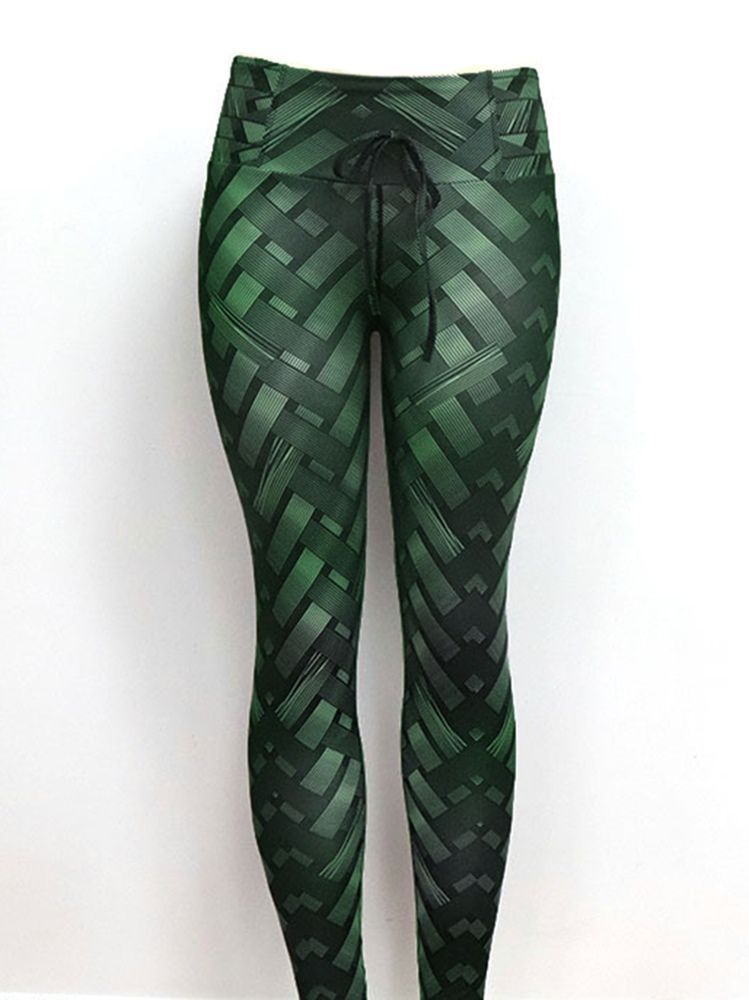 Solid Weave Print Yogabukser For Kvinner Høy Midje Tiktok Leggings