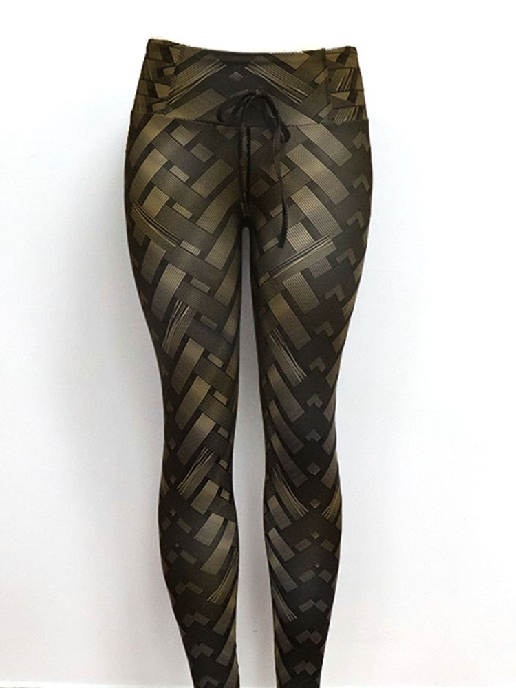 Solid Weave Print Yogabukser For Kvinner Høy Midje Tiktok Leggings