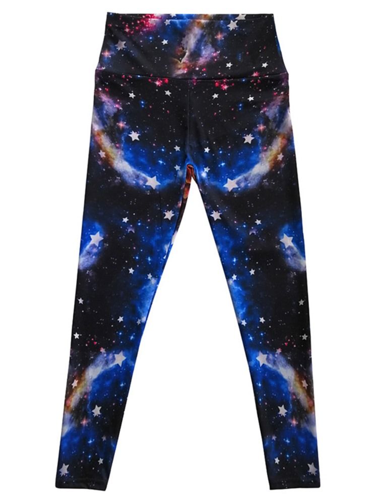 Stjernehimmel For Kvinner Fargeblokktrykk Gym Sport Yoga Leggings Yogabukser Tiktok Leggings Med Høy Midje