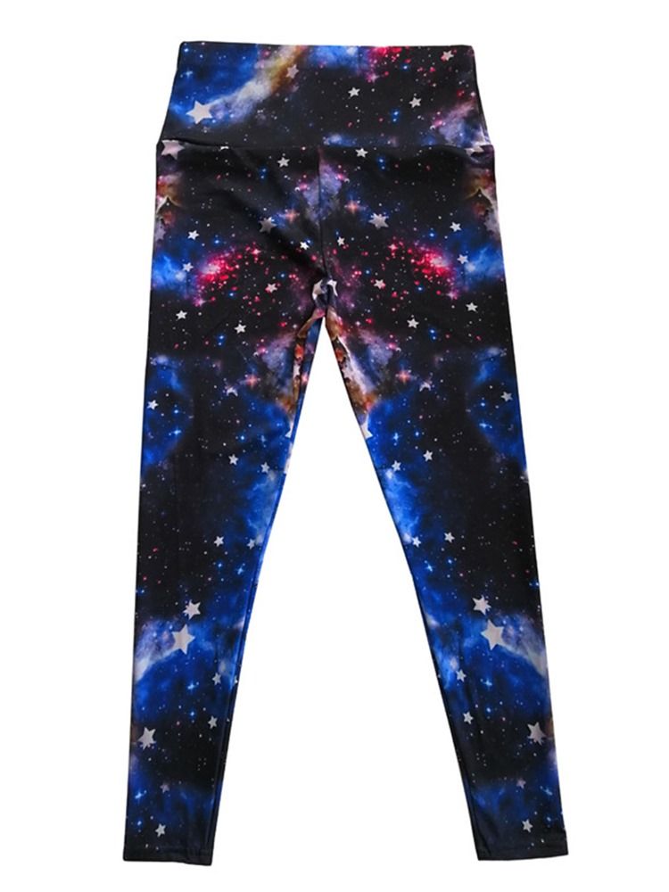 Stjernehimmel For Kvinner Fargeblokktrykk Gym Sport Yoga Leggings Yogabukser Tiktok Leggings Med Høy Midje