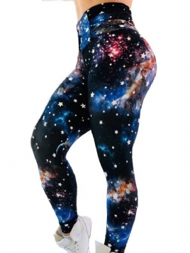 Stjernehimmel For Kvinner Fargeblokktrykk Gym Sport Yoga Leggings Yogabukser Tiktok Leggings Med Høy Midje