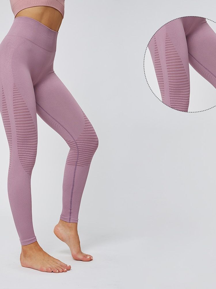 Stripe Polyester Vinter Yogabukser For Kvinner Høy Midje Tiktok Leggings