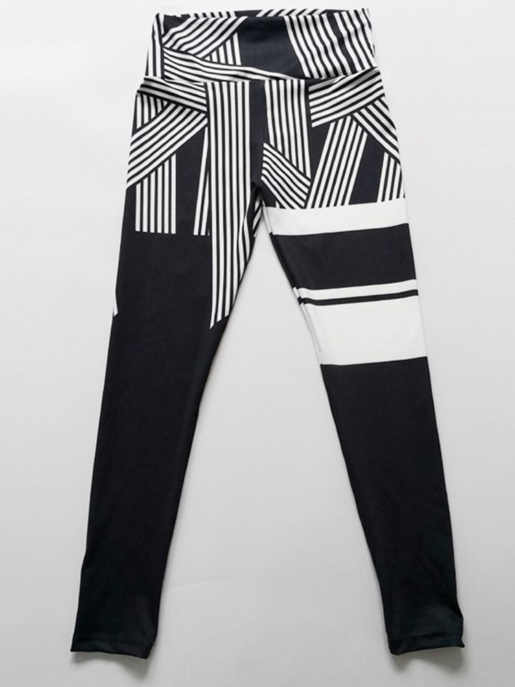 Stripe Print Quick Dry Høy Midje Leggings For Kvinner Yogabukser Høy Midje Tiktok Leggings