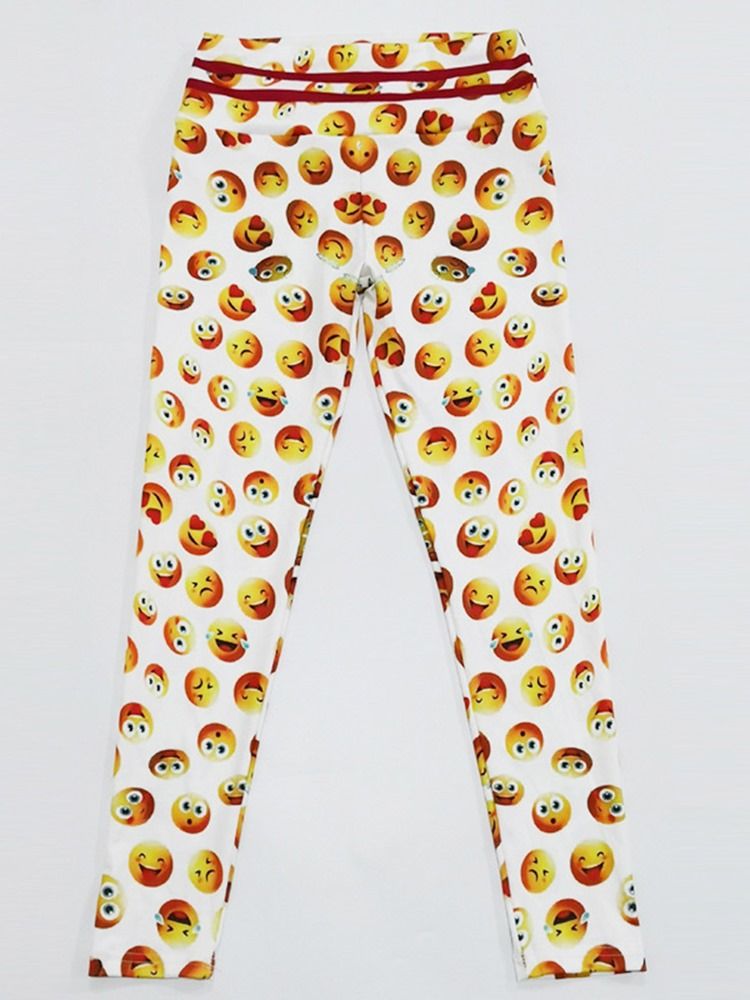 Uttrykksikon Print Quick Dry Leggings For Kvinner Yogabukser Høy Midje Tiktok Leggings