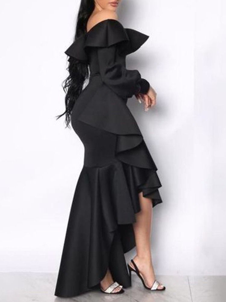 Asymmetrisk Off Shoulder Gulvlengde Asymmetrisk Western Maxi-Kjole