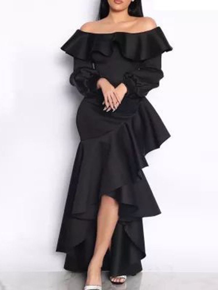 Asymmetrisk Off Shoulder Gulvlengde Asymmetrisk Western Maxi-Kjole