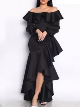 Asymmetrisk Off Shoulder Gulvlengde Asymmetrisk Western Maxi-Kjole