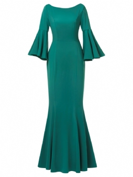 Bell Sleeve Backless Mermaid Maxi Dress