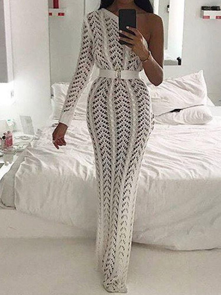 Gulvlang Hul Langermet Bodycon Damekjole