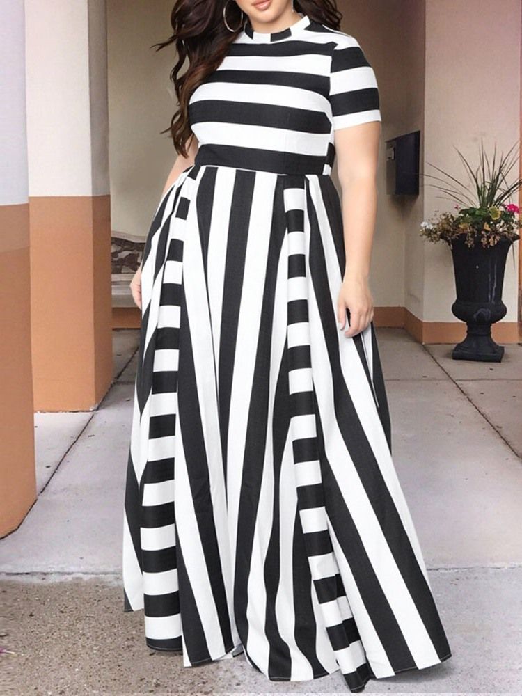 Gulvlang Trykkstativ Krage Regular Stripe Dress