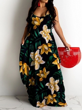 Print Gulvlang Ermeløs Bud Floral Maxi Dress